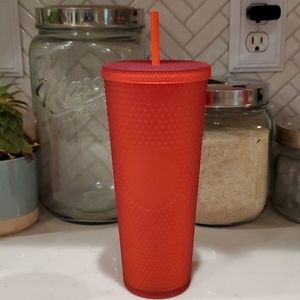 Matte red studded Starbucks tumbler